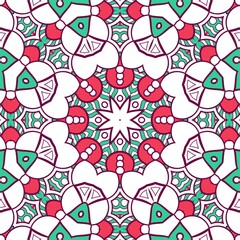 Abstract Pattern Mandala Flowers Plant Art Colorful Red Green 132