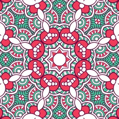 Abstract Pattern Mandala Flowers Plant Art Colorful Red Green 130
