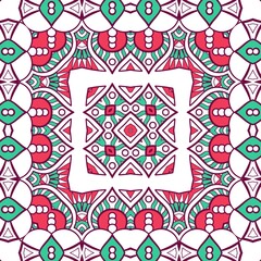 Abstract Pattern Mandala Flowers Plant Art Colorful Red Green 129