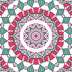 Abstract Pattern Mandala Flowers Plant Art Colorful Red Green 127