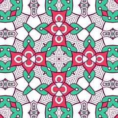 Abstract Pattern Mandala Flowers Plant Art Colorful Red Green 124