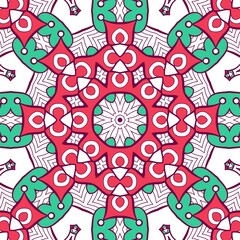 Abstract Pattern Mandala Flowers Plant Art Colorful Red Green 122