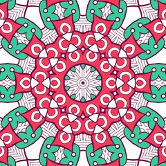 Abstract Pattern Mandala Flowers Plant Art Colorful Red Green 121