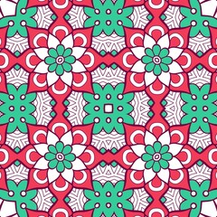 Abstract Pattern Mandala Flowers Plant Art Colorful Red Green 116