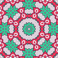 Abstract Pattern Mandala Flowers Plant Art Colorful Red Green 115