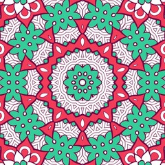 Abstract Pattern Mandala Flowers Plant Art Colorful Red Green 113