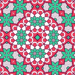 Abstract Pattern Mandala Flowers Plant Art Colorful Red Green 112