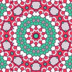 Abstract Pattern Mandala Flowers Plant Art Colorful Red Green 109