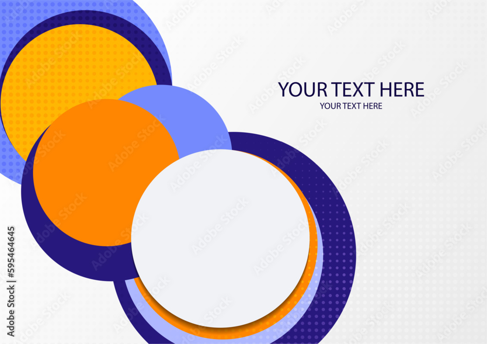 Poster colorful overlapping circles, modern abstract composition with shadows and text. geometric backgroun