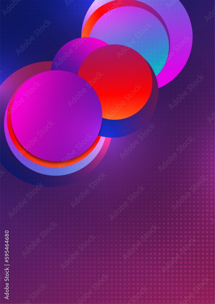 Poster colorful overlapping circles, modern abstract composition with shadows and text. geometric backgroun