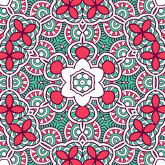 Abstract Pattern Mandala Flowers Plant Art Colorful Red Green 23