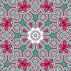 Abstract Pattern Mandala Flowers Plant Art Colorful Red Green 22