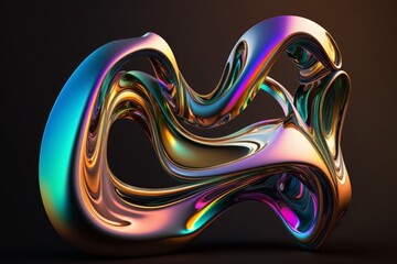 Abstract fluid 3d render iridescent holographic neon curved modern art, created with Generative Ai Technology