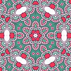 Abstract Pattern Mandala Flowers Plant Art Colorful Red Green 18