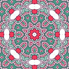 Abstract Pattern Mandala Flowers Plant Art Colorful Red Green 17