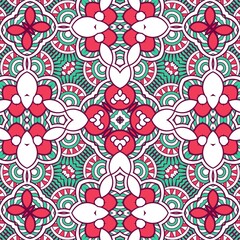 Abstract Pattern Mandala Flowers Plant Art Colorful Red Green 16