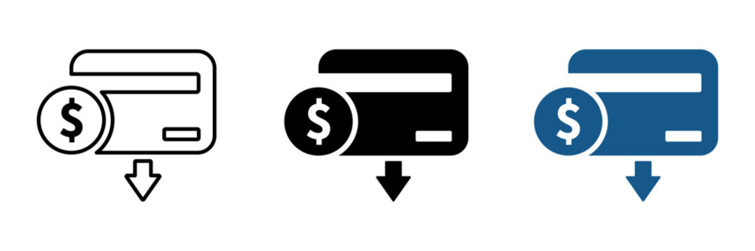 Cost reduction vector icons set. Price reduced discount icons set