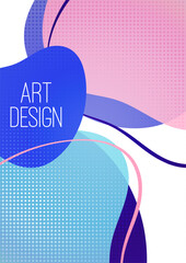 Creative abstract bright background. Smooth liquid, stripes and dots on a white background. Template for prints, posters, flyers. Vector illustration.