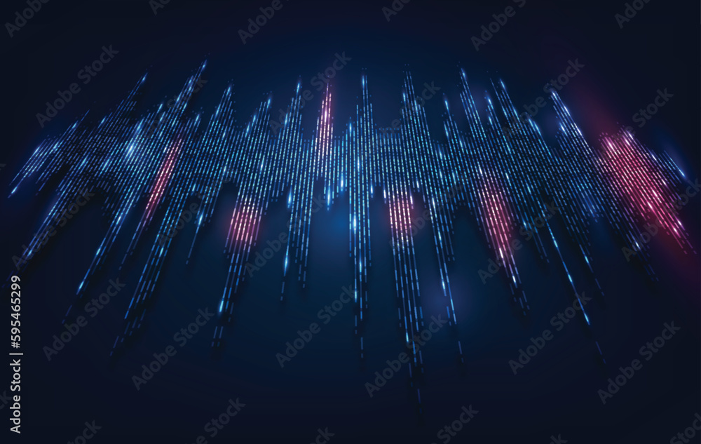 Aufkleber abstract blue digital equalizer, vector of sound wave pattern element.
