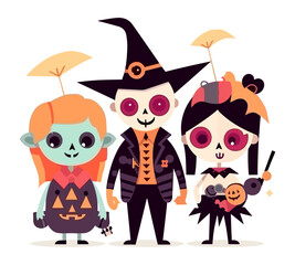 halloween characters set, halloween illustration, halloween kids