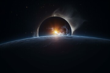 Obraz na płótnie Canvas Background of a total solar eclipse in space. Generative AI