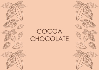 Cocoa template. Cocoa frame. Cocoa Seamless Pattern Background. Vector Illustration.
