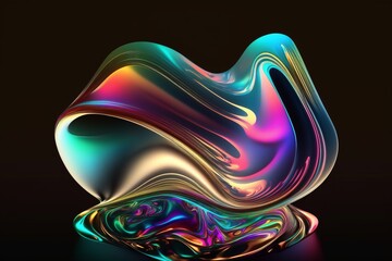 Abstract fluid 3d render iridescent holographic neon curved, created with Generative Ai Technology