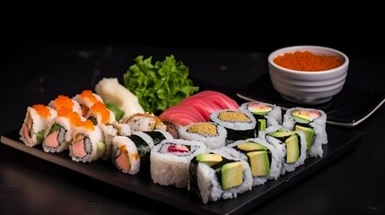 Sushi food and maki rolls