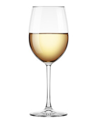 white Wine in glass isolated on white background, full depth of field