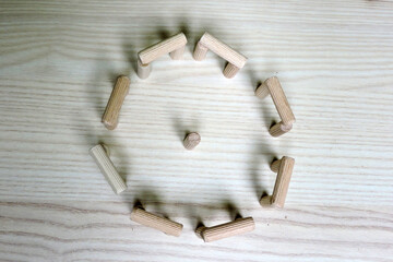 Stonehenge made of wooden dowels, top view
