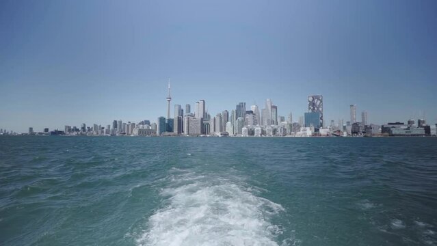 toronto skyling from moving ferry