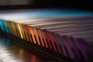 Obraz na płótnie Canvas Close-up of forms on multicolor card index business folder, blurred 3D render. Generative AI