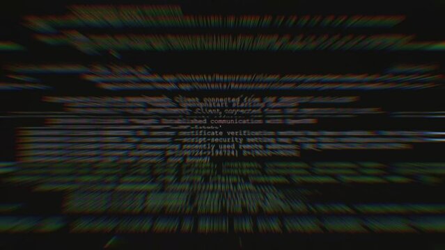 Divine code. The fast running rainbow code distorts from the centre to the sides.