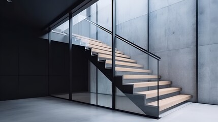 Modern elegant black cement stone stairs