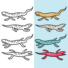 set of funny cartoon lizards