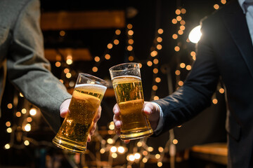 Celebrate whiskey on a friendly party in  restaurant