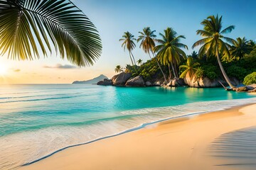 Fototapeta na wymiar beach with palm trees