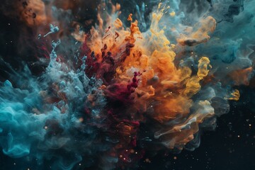 Naklejka na ściany i meble Image of a nebula-like structure with colors resembling the Hubble palette. Generative AI