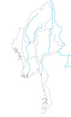 Myanmar map with rivers