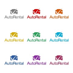Auto Rental Logo icon isolated on white background. Set icons colorful