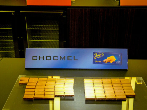 Switzerland, Cailler chocoloate factory, Broc - 26 December 2010 : A illustration of Cailler Chocomel chocloate at factory in Broc, Switzerland