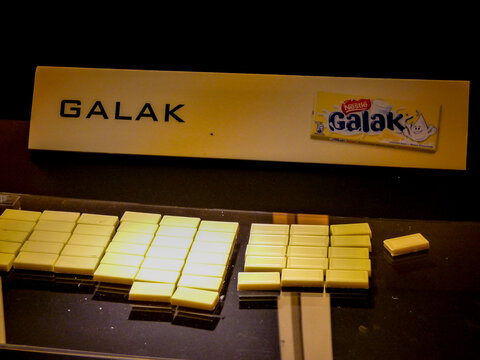 Switzerland, Cailler chocoloate factory, Broc - 26 December 2010 : A illustration of Cailler Galak chocloate at factory in Broc, Switzerland