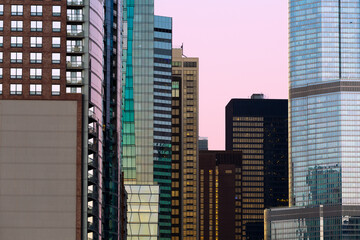 Facades of Chicago's downtown high-rise architecture.