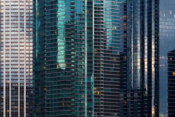 Facades of Chicago's downtown high-rise architecture.