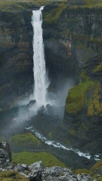 Most beautiful Haifoss waterfall in iceland highland