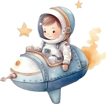 astronaut watercolor illustration