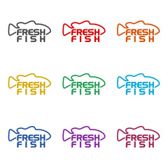 Fresh fish logo  icon isolated on white background. Set icons colorful