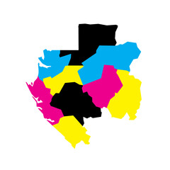 Gabon political map of administrative divisions - provinces. Blank vector map in CMYK colors.