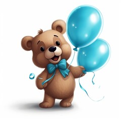 teddy bear with blue ballons for announcing the gender of a newborn
