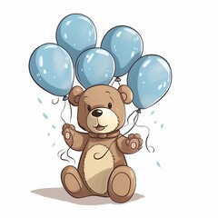 teddy bear with blue ballons for announcing the gender of a newborn